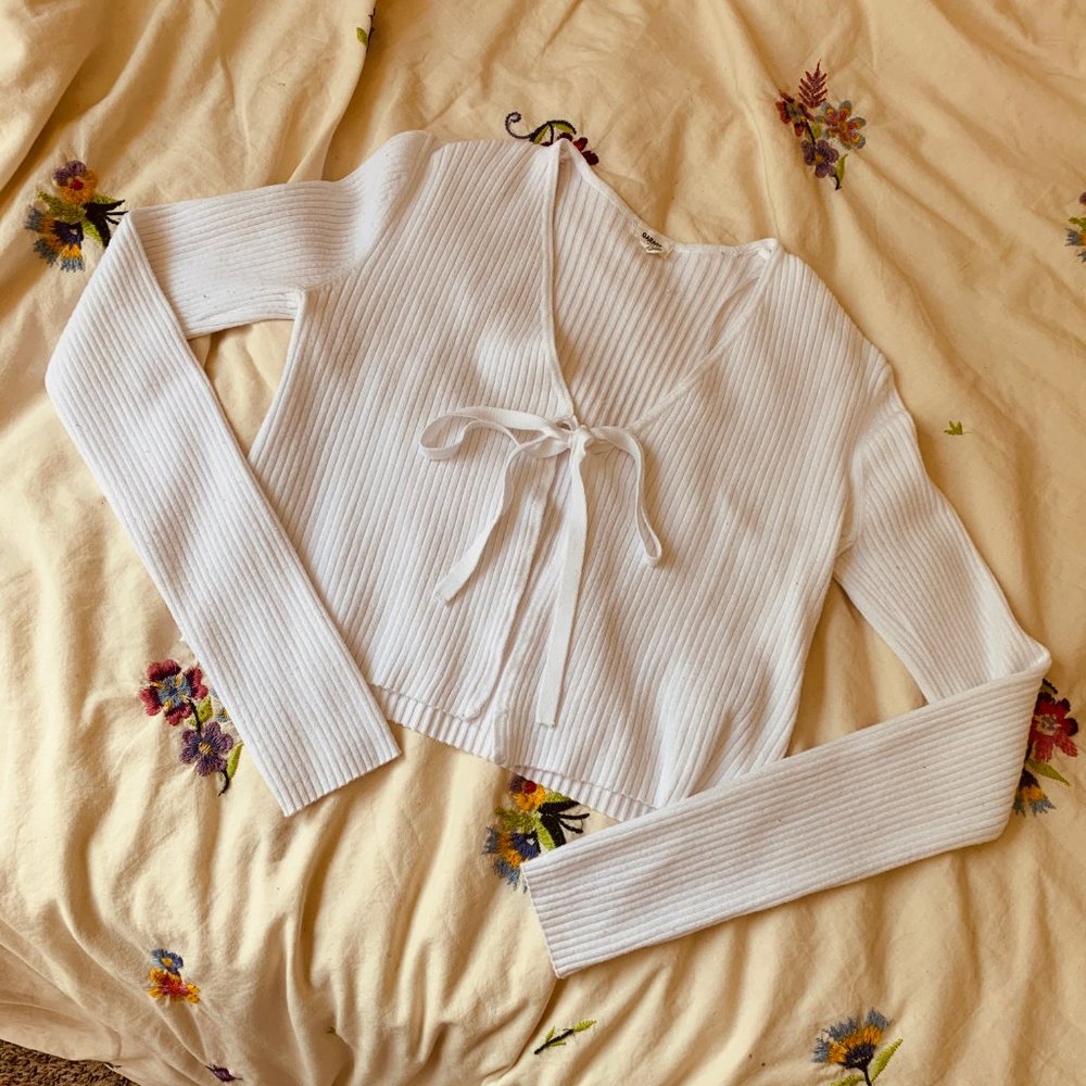 GARAGE White Tie-front Cardigan
